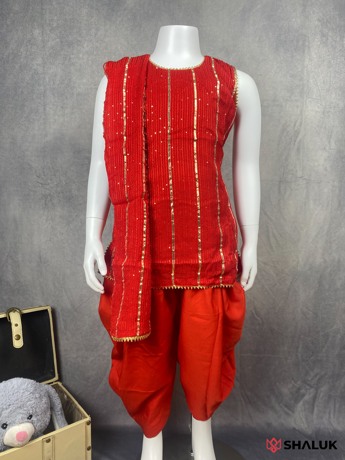 Georgette Kameez With Ribbon With Patiala Salwar