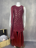 Georgette With Sequins and Glass Work